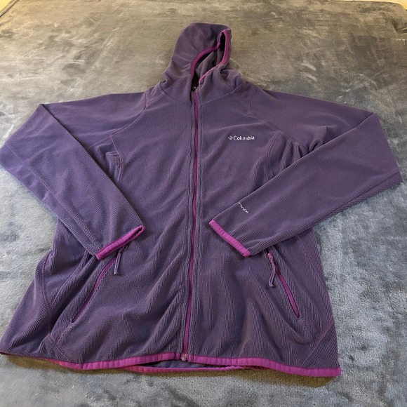 Columbia Fleece Hoodie Omni-Wick Full Zip Jacket Purple Activewear Womens Medium - Picture 1 of 9